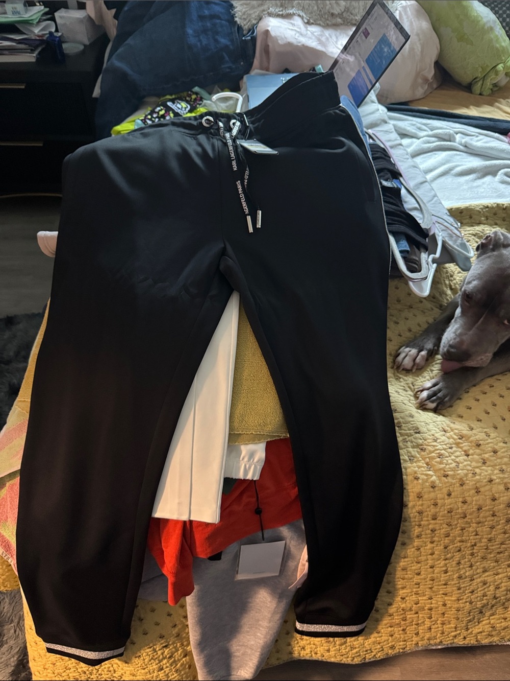 Karl Lagerfeld Black Joggers with Logo Drawstring